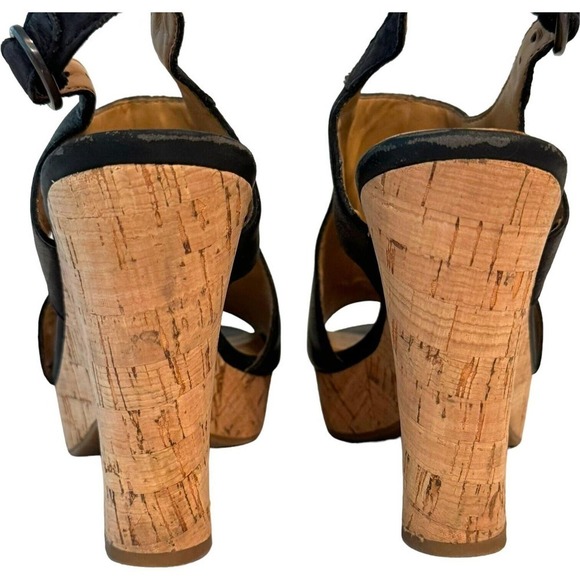 Franco Sarto Gabriel Black Open Toe Ankle Strap Leather Slingback Heel Size 7M - Picture 9 of 12